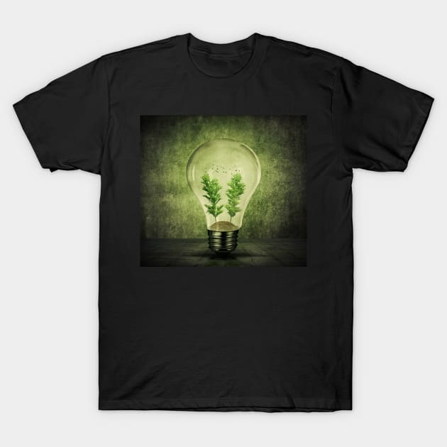 Green Eco Bulb T-Shirt by psychoshadow